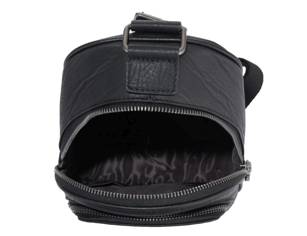 Чоловіча шкіряна сумка-слінг чорна Tiding Bag SM8-825A - Фотографія № 2