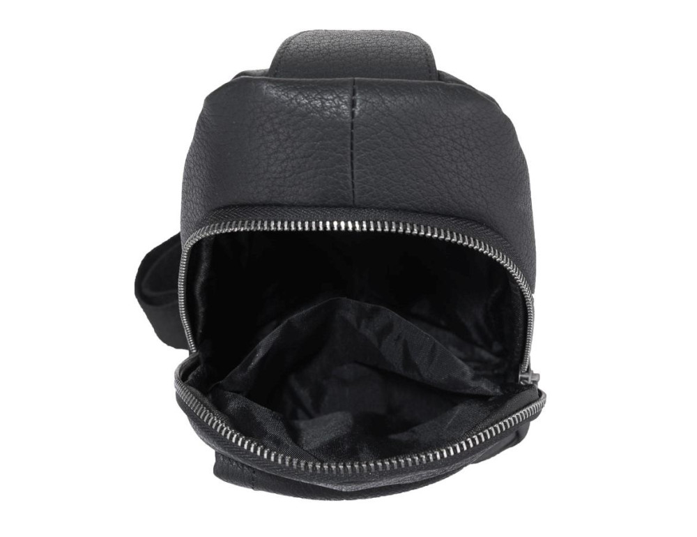 Мужская кожаная сумка-слинг черная Tiding Bag SM8-827A - Фото № 2
