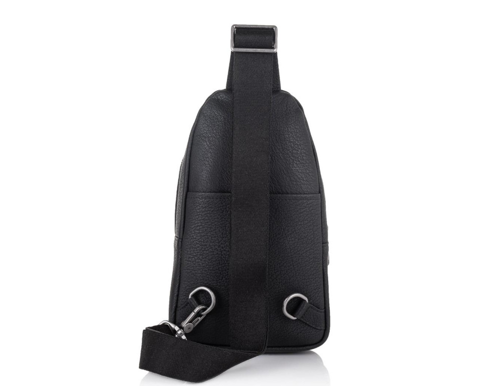 Мужская кожаная сумка-слинг черная Tiding Bag SM8-827A - Фото № 3