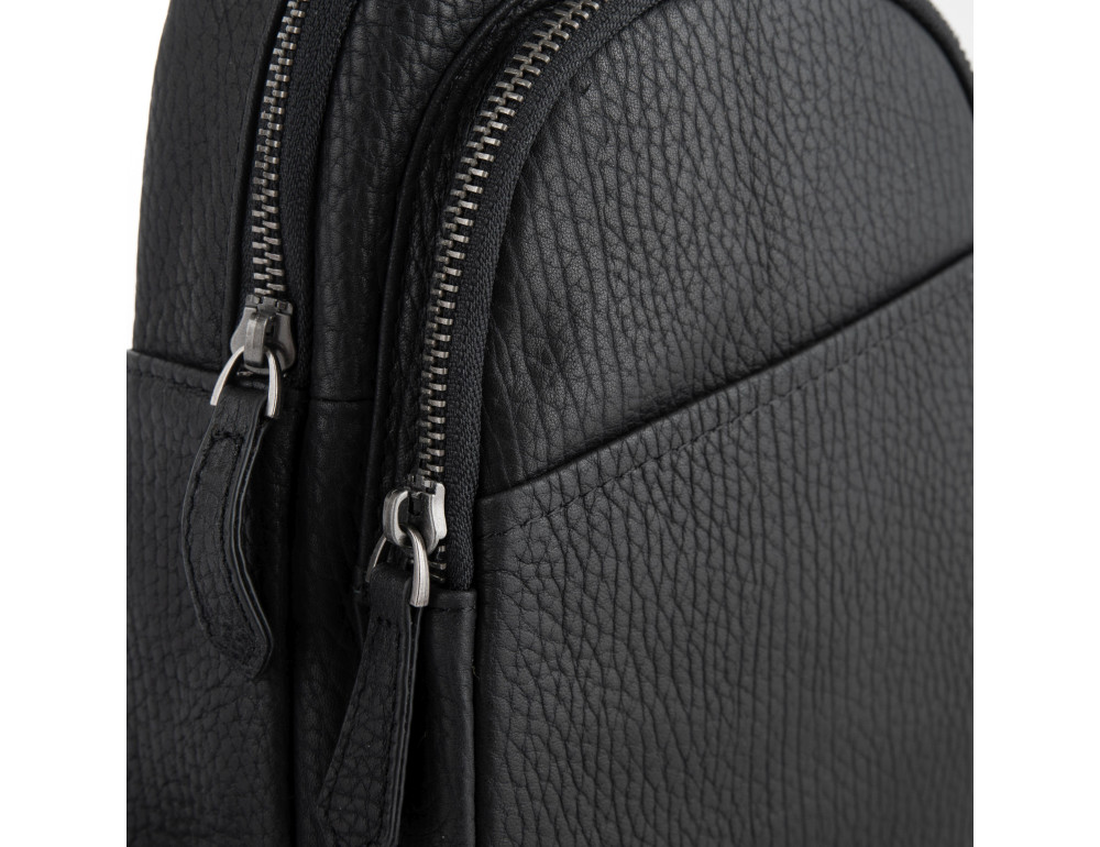Чоловіча шкіряна сумка-слінг чорна Tiding Bag SM8-853A - Фотографія № 2