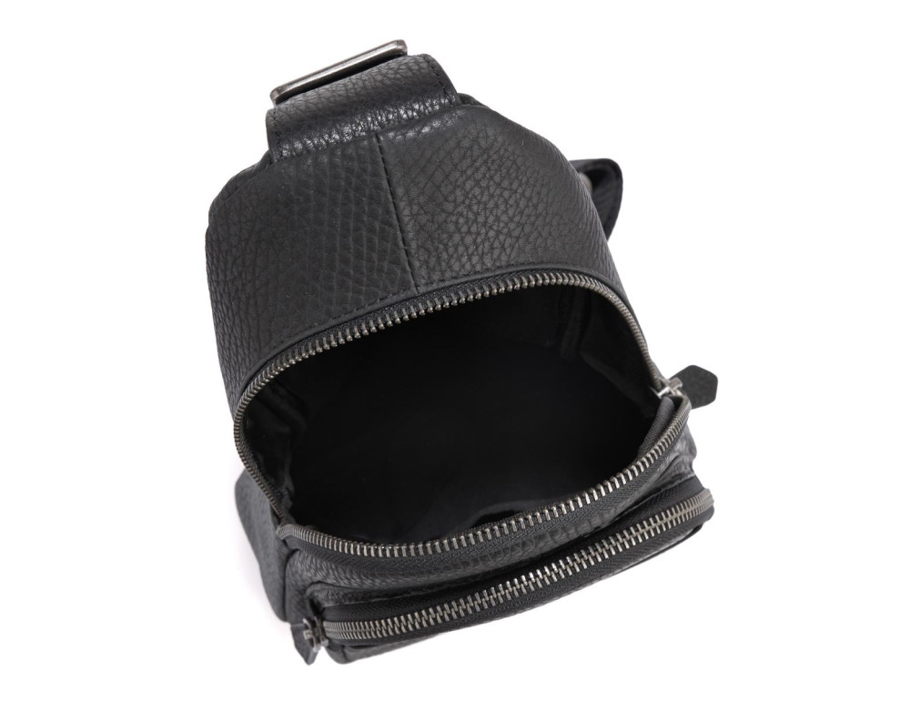 Чоловіча шкіряна сумка-слінг чорна Tiding Bag SM8-853A - Фотографія № 3