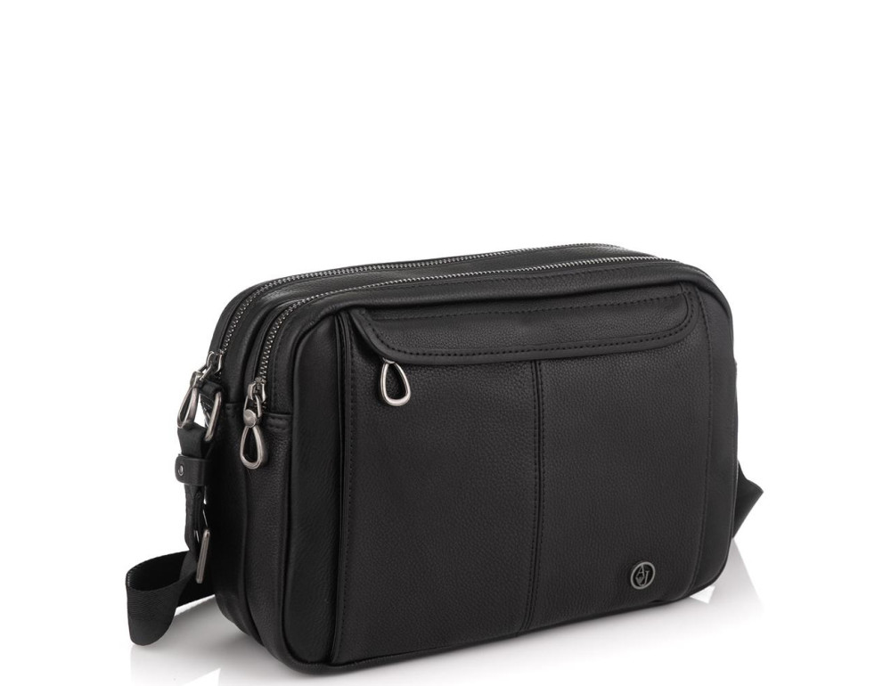 Горизонтальный кожаный мессенджер черный Tiding Bag SM8-8890-1A - Фото № 1 Горизонтальный кожаный мессенджер черный Tiding Bag SM8-8890-1A - Фото № 1