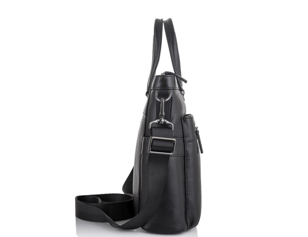 Классическая мужская черная кожаная сумка Tiding Bag SM8-8990-1A - Фото № 3