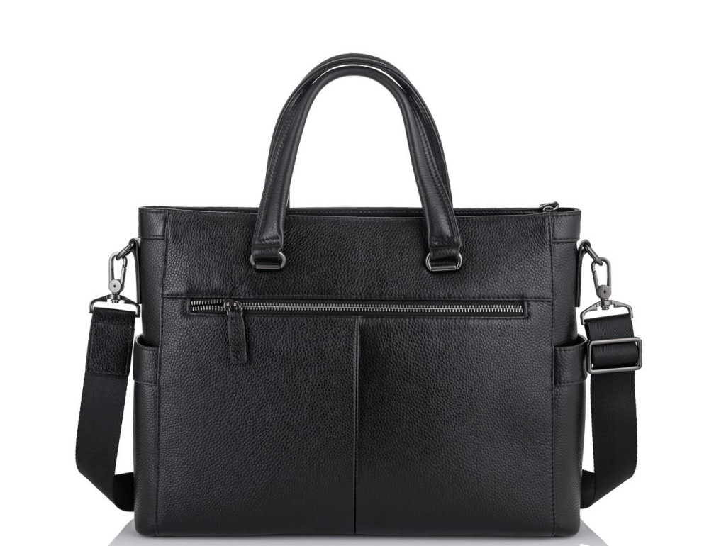 Классическая мужская черная кожаная сумка Tiding Bag SM8-8990-1A - Фото № 4