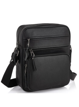 Чоловіча шкіряна сумка через плече чорна Tiding Bag SM8-909A