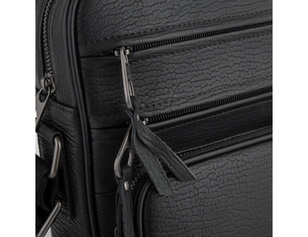 Чоловіча шкіряна сумка через плече чорна Tiding Bag SM8-909A - Фотографія № 2