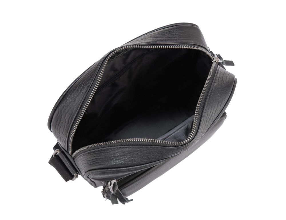 Чоловіча шкіряна сумка через плече чорна Tiding Bag SM8-909A - Фотографія № 3