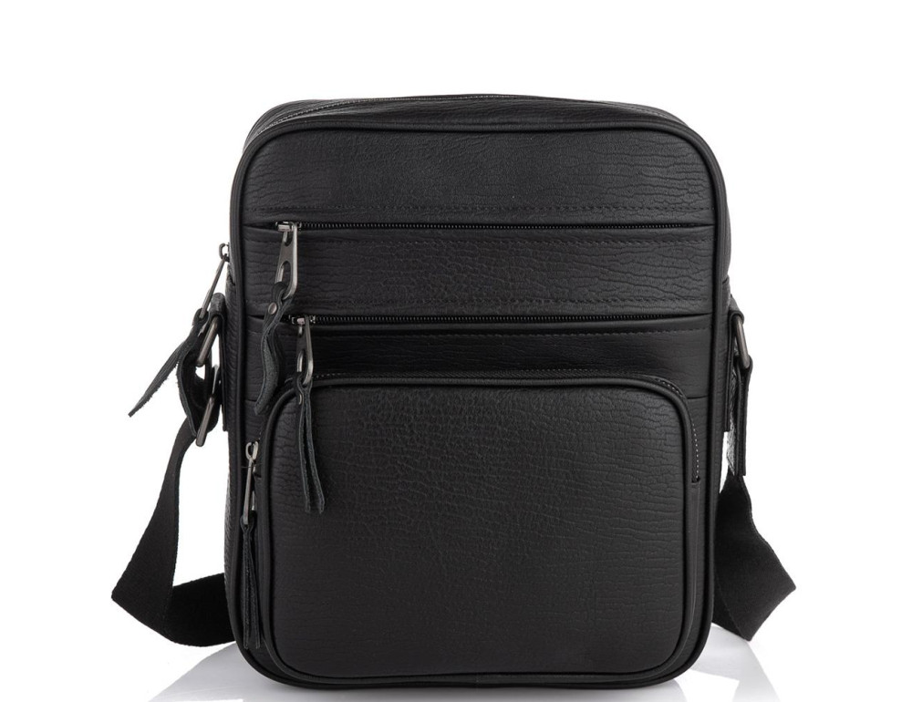 Чоловіча шкіряна сумка через плече чорна Tiding Bag SM8-909A - Фотографія № 5