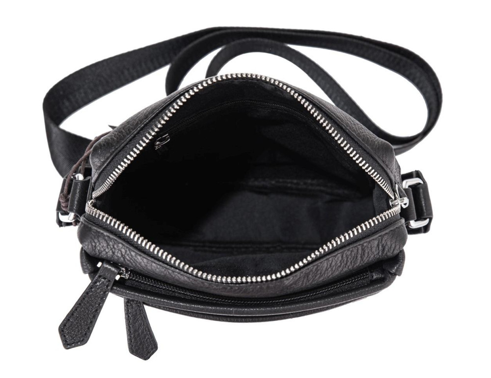 Чоловіча шкіряна сумка через плече чорна Tiding Bag SM8-919A - Фотографія № 2