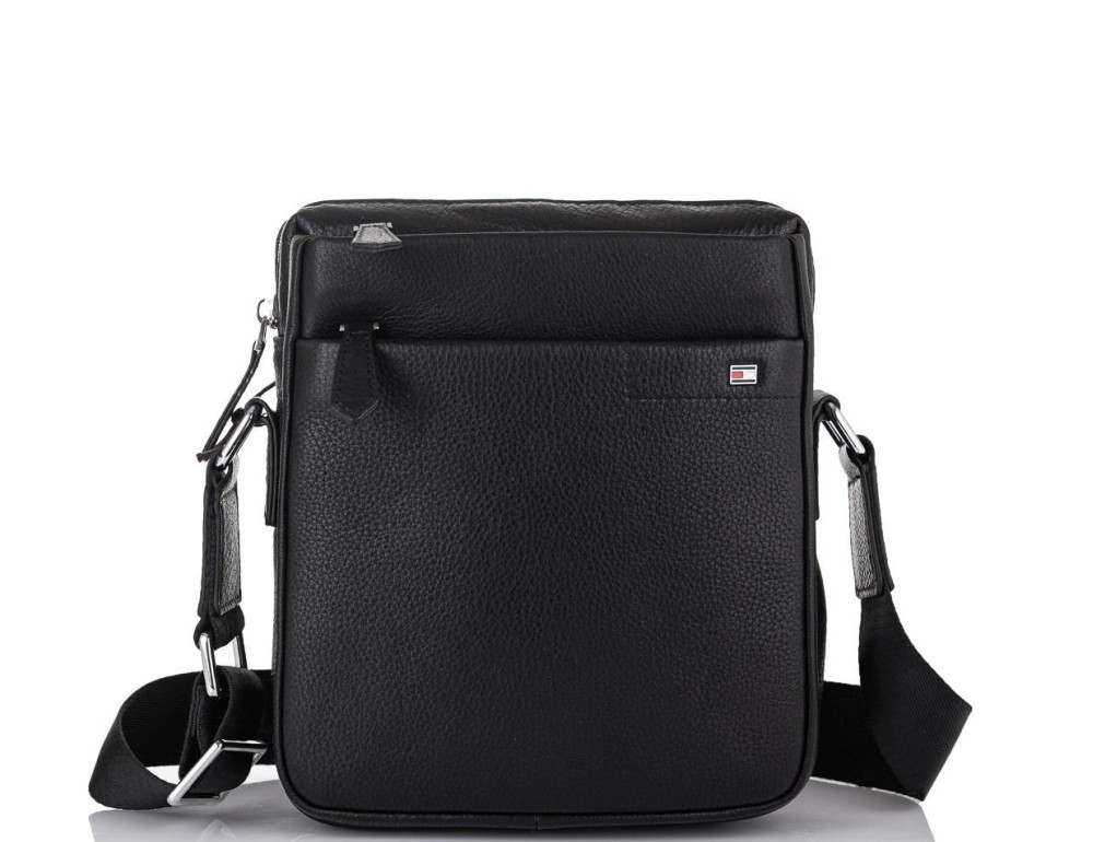 Чоловіча шкіряна сумка через плече чорна Tiding Bag SM8-919A - Фотографія № 4