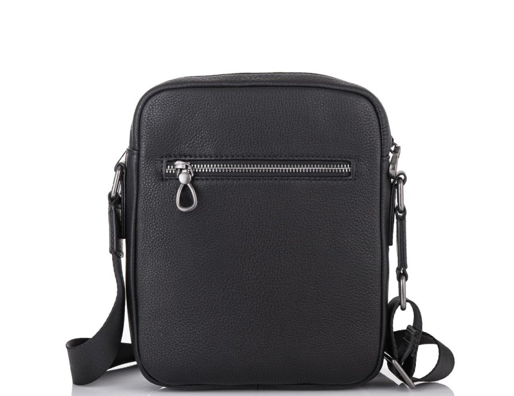 Мужская кожаная сумка через плечо черная Tiding Bag SM8-9686-4A - Фото № 3