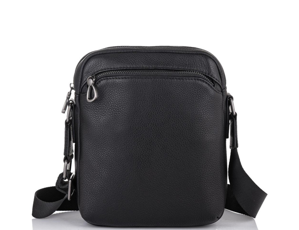 Мужская кожаная сумка через плечо черная Tiding Bag SM8-9686-4A - Фото № 4