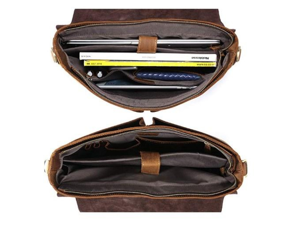 Міцний чоловічий шкіряний портфель з відділом для ноутбука TIDING BAG t0016 - Фотографія № 3
