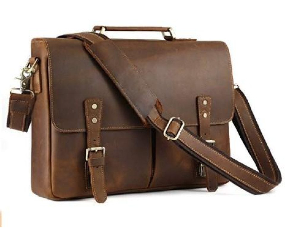 Міцний чоловічий шкіряний портфель з відділом для ноутбука TIDING BAG t0016 - Фотографія № 4