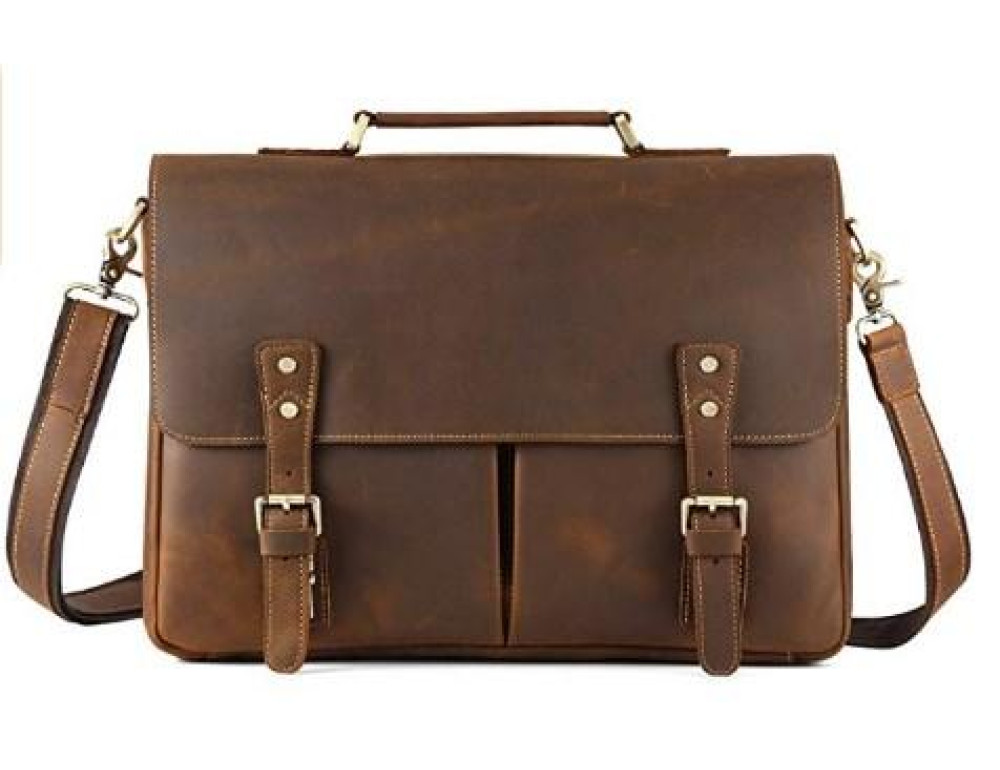 Міцний чоловічий шкіряний портфель з відділом для ноутбука TIDING BAG t0016 - Фотографія № 7