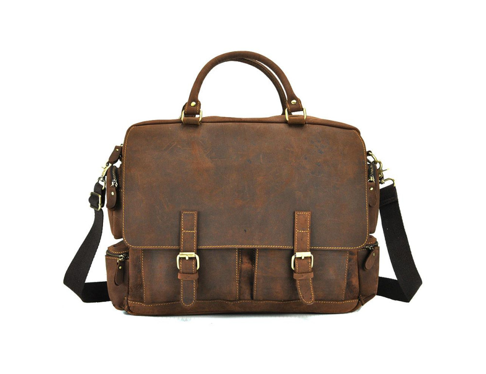 Містка чоловіча шкіряна сумка для ноутбука Tiding Bag t0017 - Фотографія № 3