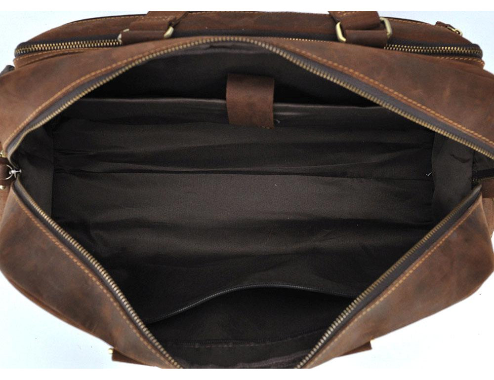 Мужская дорожная сумка из натуральной кожи с отделом для ноутбука Tiding Bag t0018 - Фото № 2