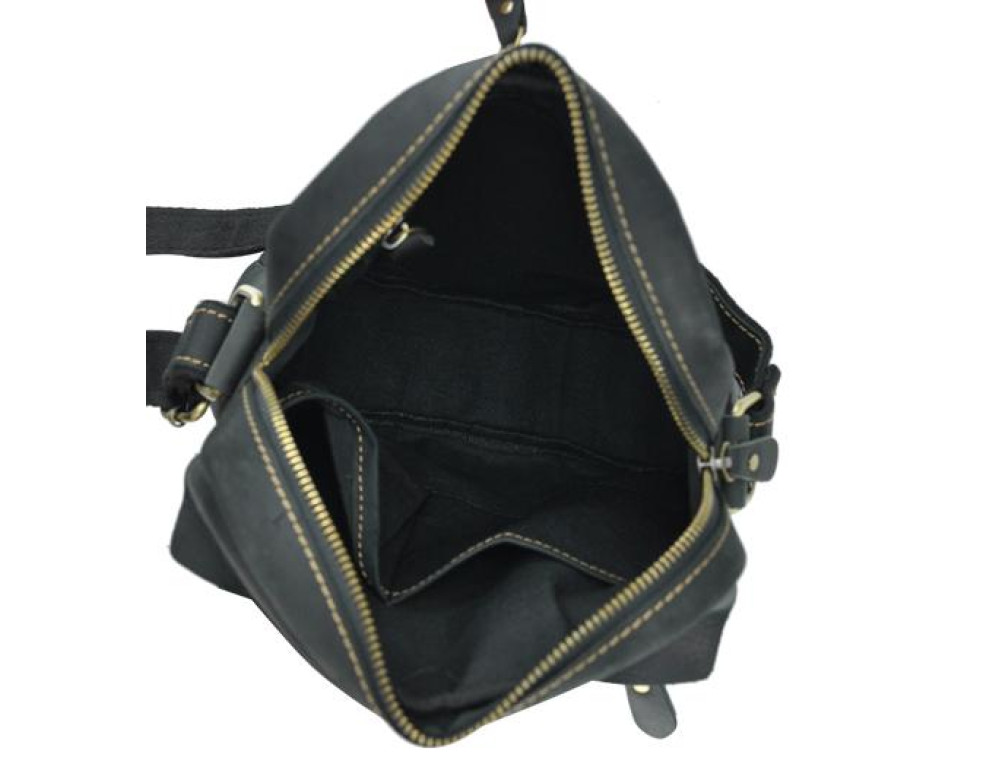 Мужская кожаная сумка через плечо crazy horse Tiding Bag t0022A - Фото № 4