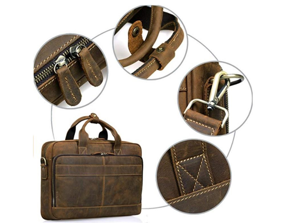 Сумка для ноутбука мужская с кожаным ремнем Tiding Bag t0033 - Фото № 2