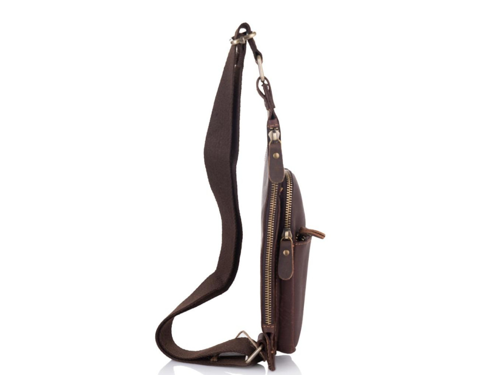 Чоловічий шкіряний слінг у вінтажному стилі коричневий Tiding Bag t0035 - Фотографія № 2