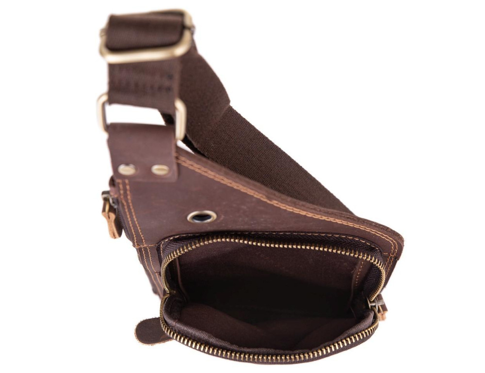 Чоловічий шкіряний слінг у вінтажному стилі коричневий Tiding Bag t0035 - Фотографія № 5