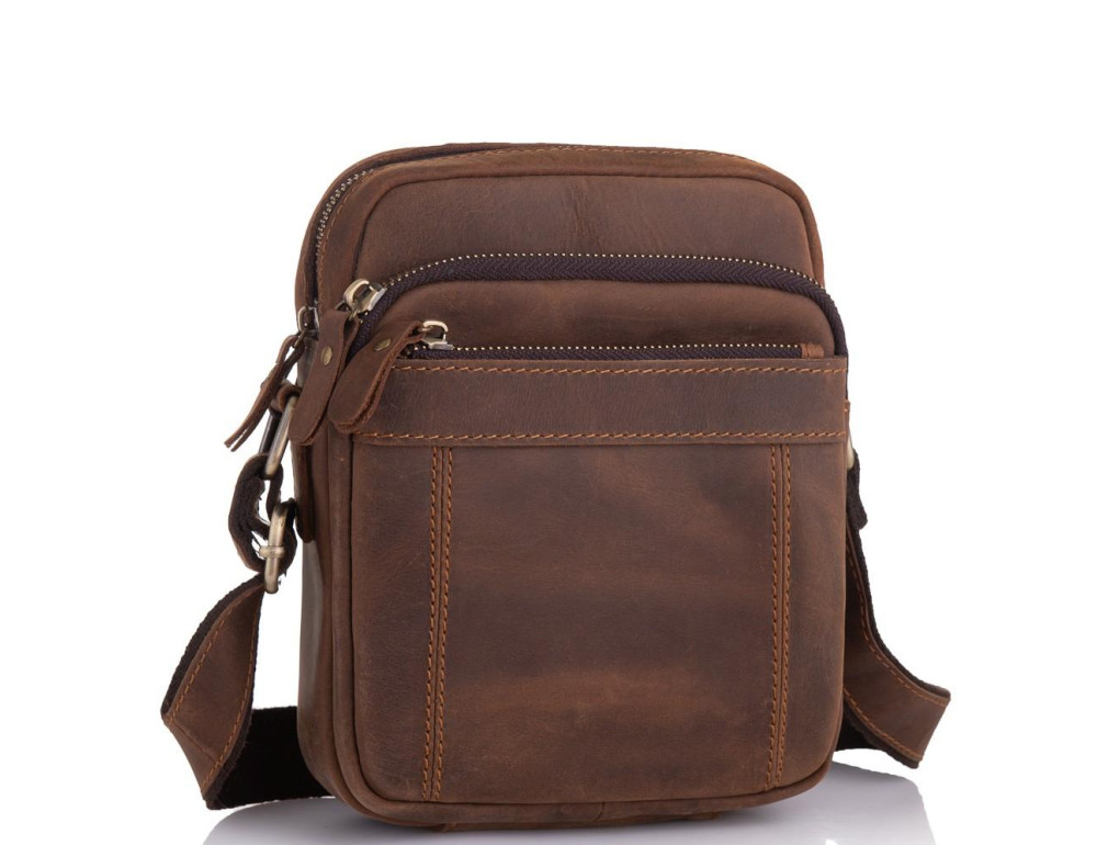 Чоловіча сумка на плече шкіряна коричнева Tiding Bag t0036 - Фотографія № 1 Чоловіча сумка на плече шкіряна коричнева Tiding Bag t0036 - Фотографія № 1