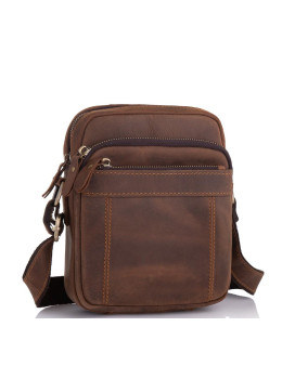 Чоловіча сумка на плече шкіряна коричнева Tiding Bag t0036