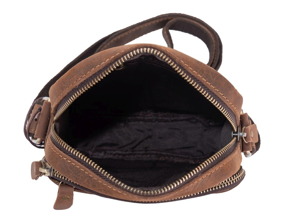 Чоловіча сумка на плече шкіряна коричнева Tiding Bag t0036 - Фотографія № 3