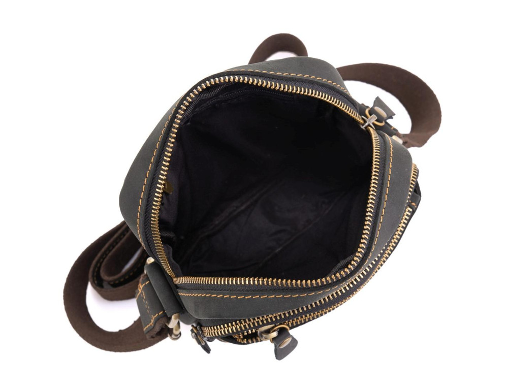 Чоловіча сумка на плече чорна шкіряна Tiding Bag t0036A - Фотографія № 3