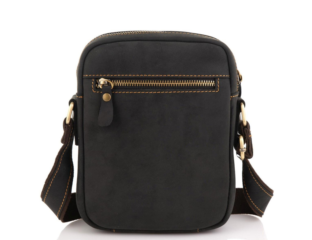 Чоловіча сумка на плече чорна шкіряна Tiding Bag t0036A - Фотографія № 4