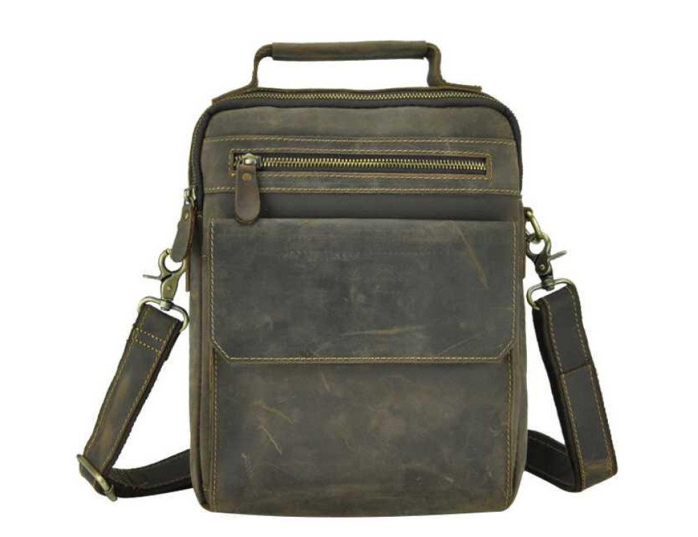 Мужская сумка через плечо из натуральной кожи с ручкой Tiding Bag t0038C - Фото № 2