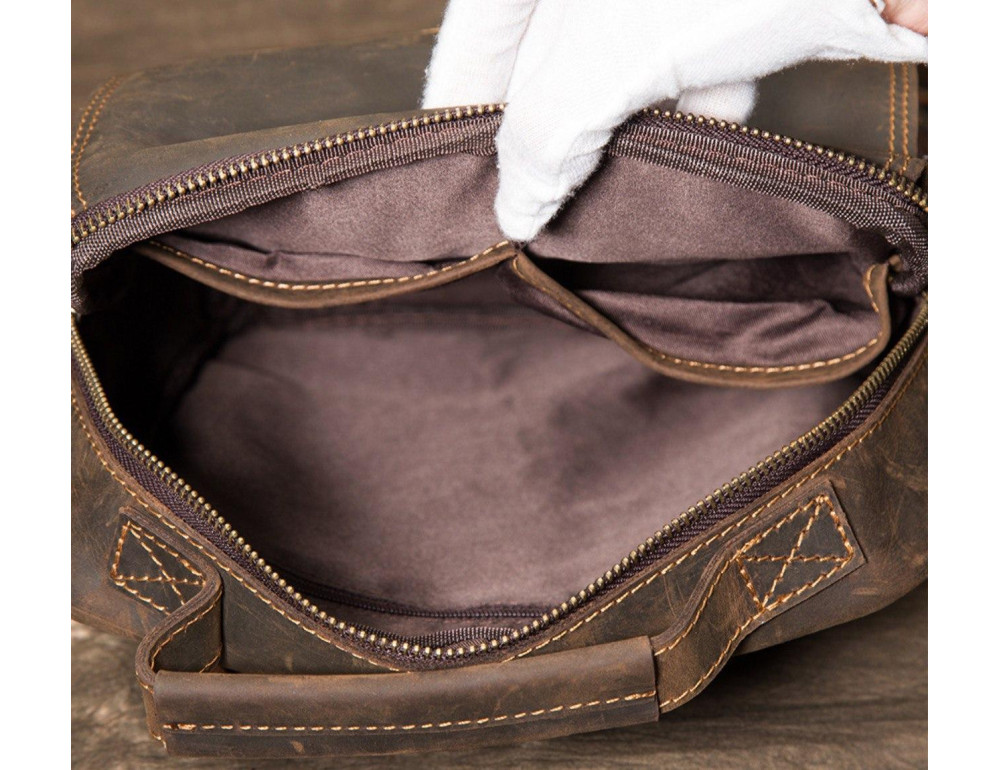 Сумка чоловіча через плече натуральна шкіра з ручкою Tiding Bag t0040 - Фотографія № 4