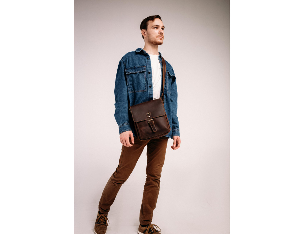 Чоловічий месенджер на плече з натуральної шкіри vintage Tiding Bag t0047 - Фотографія № 6