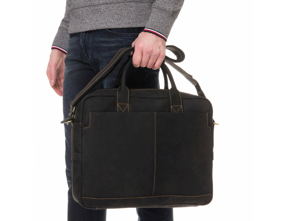 Чоловіча шкіряна сумка-портфель для ноутбука волов'яна Tiding Bag t1019RA - Фотографія № 9