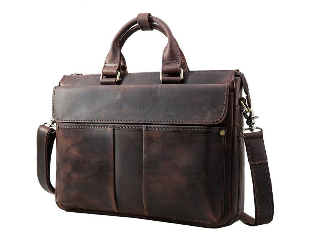 Сумка-портфель для ноутбука мужская кожаная 17 дюймов Tiding Bag t1096 - Фото № 6