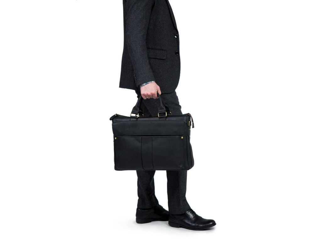 Элегантная большая мужская кожаная сумка 17 диагональ Tiding Bag t1096A - Фото № 6