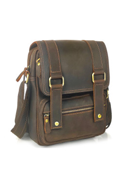 Мужской мессенджер из винтажной коричневой кожи Tiding Bag T1172