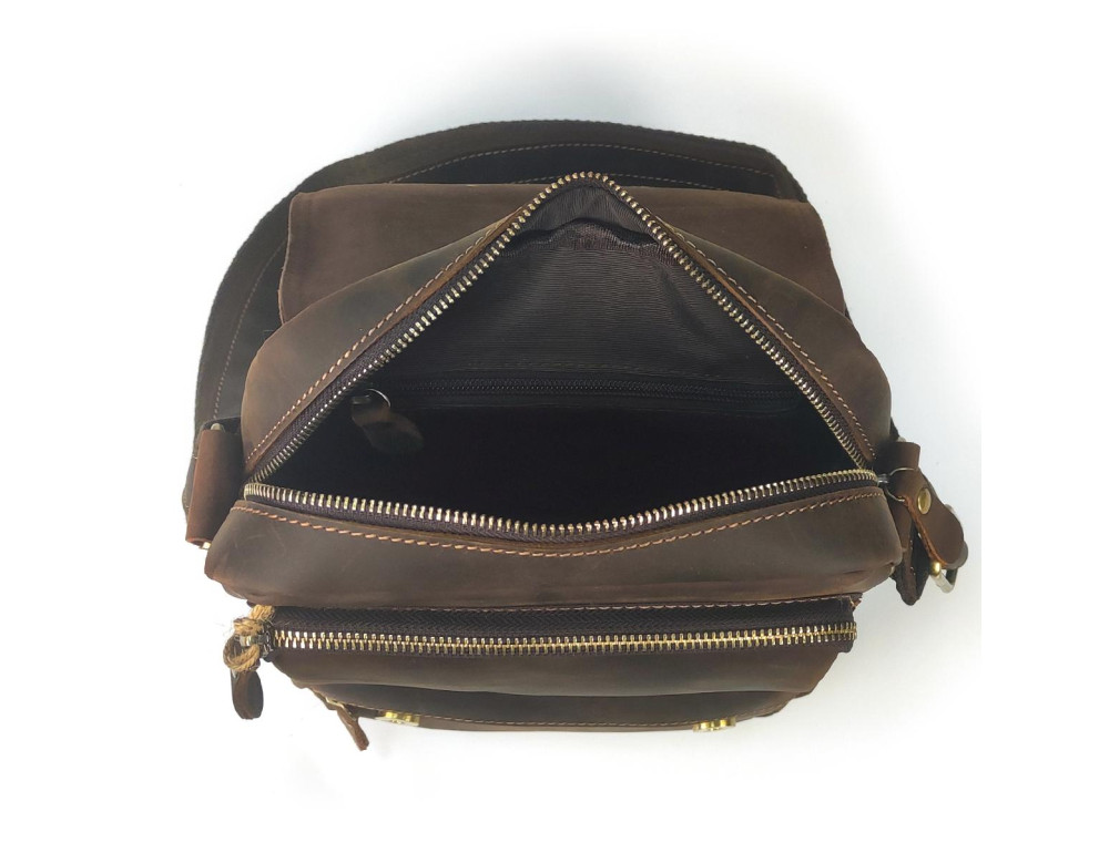 Чоловічий месенджер із вінтажної коричневої шкіри Tiding Bag T1172 - Фотографія № 3