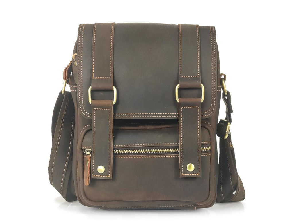 Чоловічий месенджер із вінтажної коричневої шкіри Tiding Bag T1172 - Фотографія № 4
