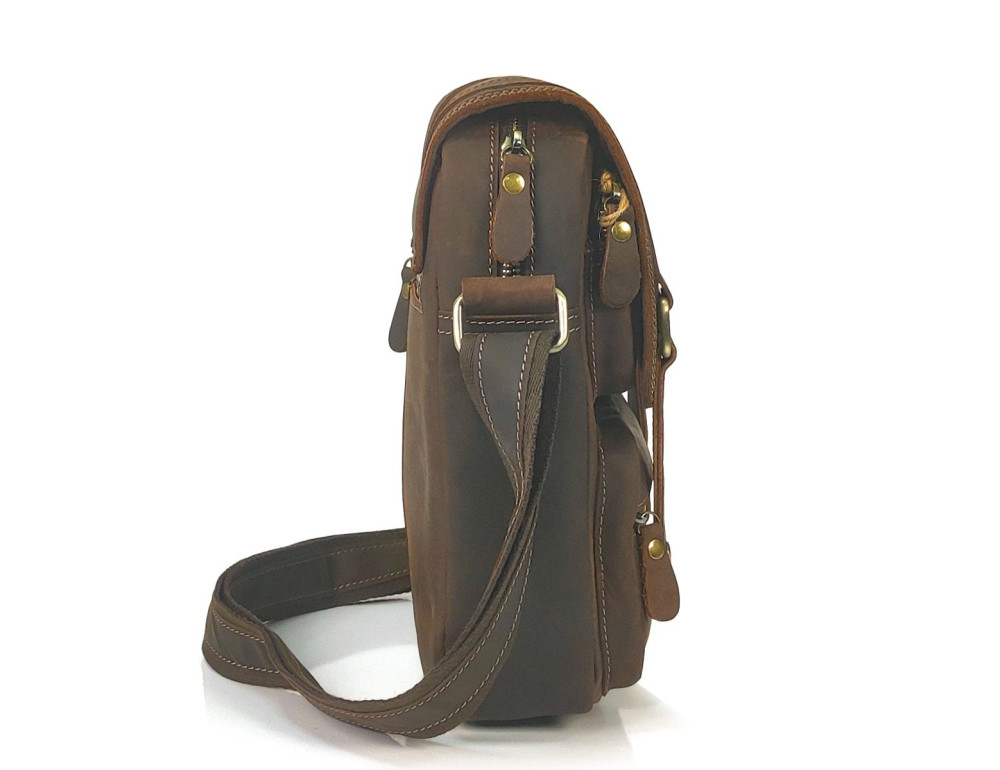 Чоловічий месенджер із вінтажної коричневої шкіри Tiding Bag T1172 - Фотографія № 6