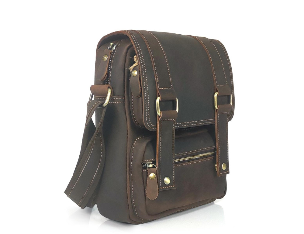Чоловічий месенджер із вінтажної коричневої шкіри Tiding Bag T1172 - Фотографія № 7