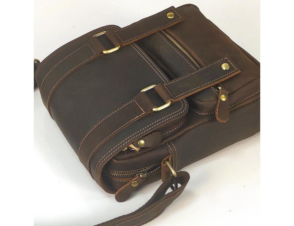 Чоловічий месенджер із вінтажної коричневої шкіри Tiding Bag T1172 - Фотографія № 8