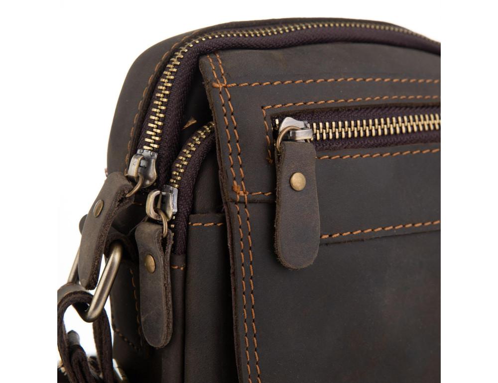 Мужская кожаная сумка коричневая Tiding Bag t2101 - Фото № 2