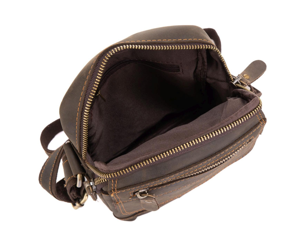 Мужская кожаная сумка коричневая Tiding Bag t2101 - Фото № 3