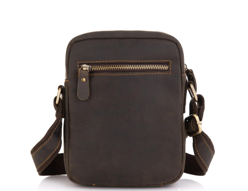 Мужская кожаная сумка коричневая Tiding Bag t2101 - Фото № 4