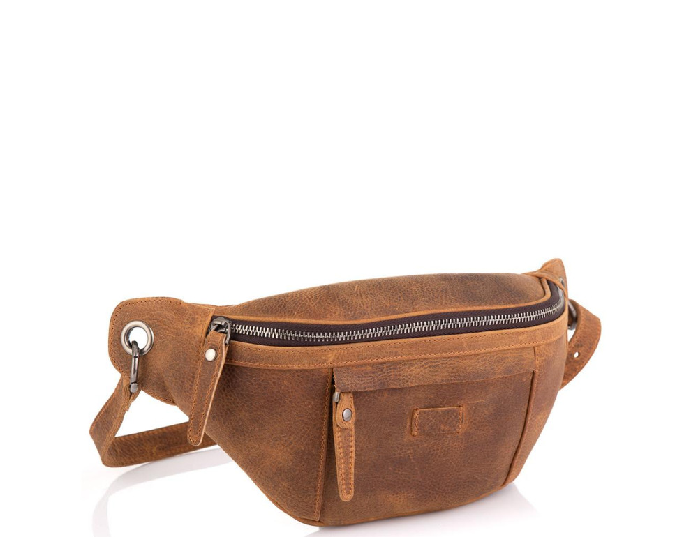Мужская сумка на пояс коричневая Tiding Bag t2103C - Фото № 1 Мужская сумка на пояс коричневая Tiding Bag t2103C - Фото № 1