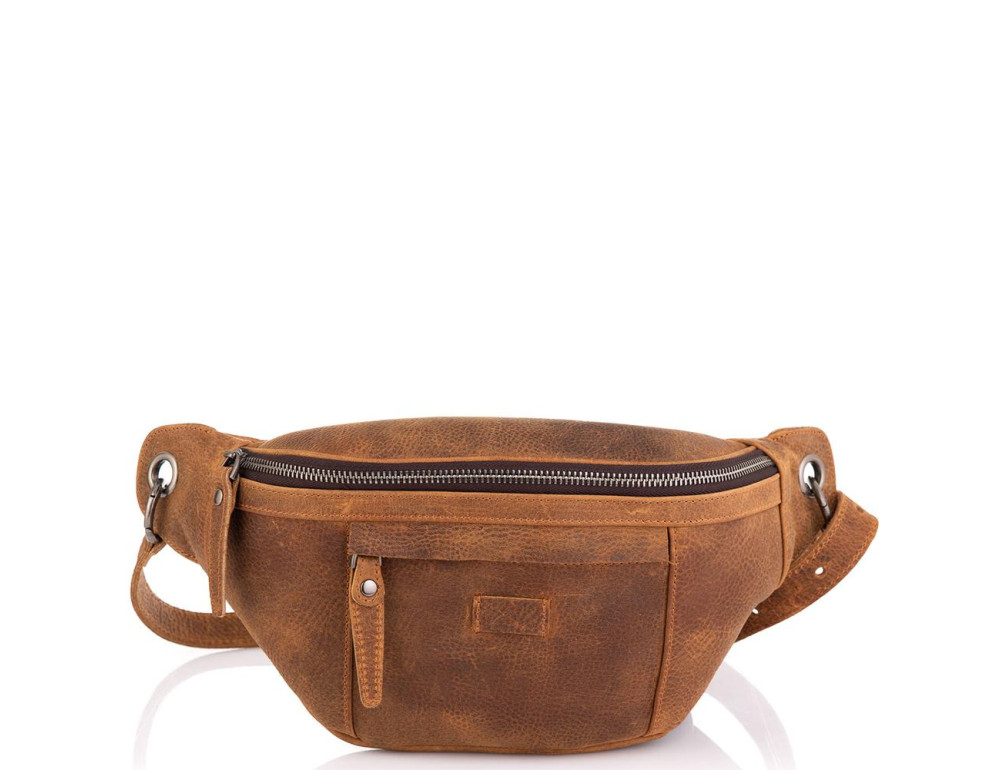 Мужская сумка на пояс коричневая Tiding Bag t2103C - Фото № 5
