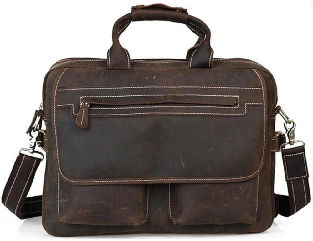 Містка чоловіча сумка-портфель вінтажна шкіра Tiding Bag t29523 - Фотографія № 5
