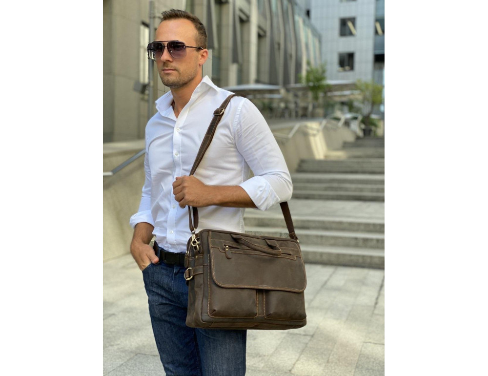 Містка чоловіча сумка-портфель вінтажна шкіра Tiding Bag t29523 - Фотографія № 6