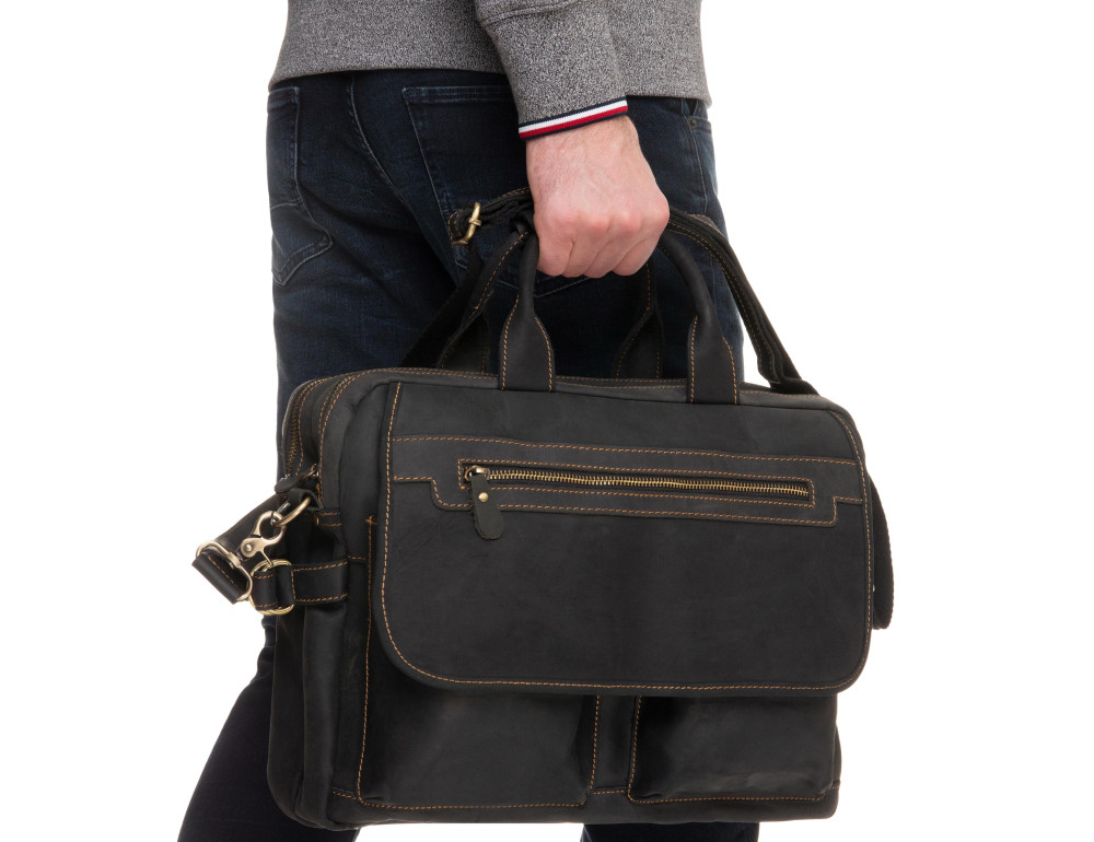 Сумка-портфель мужская кожаная для поездок Tiding Bag t29523A - Фото № 5